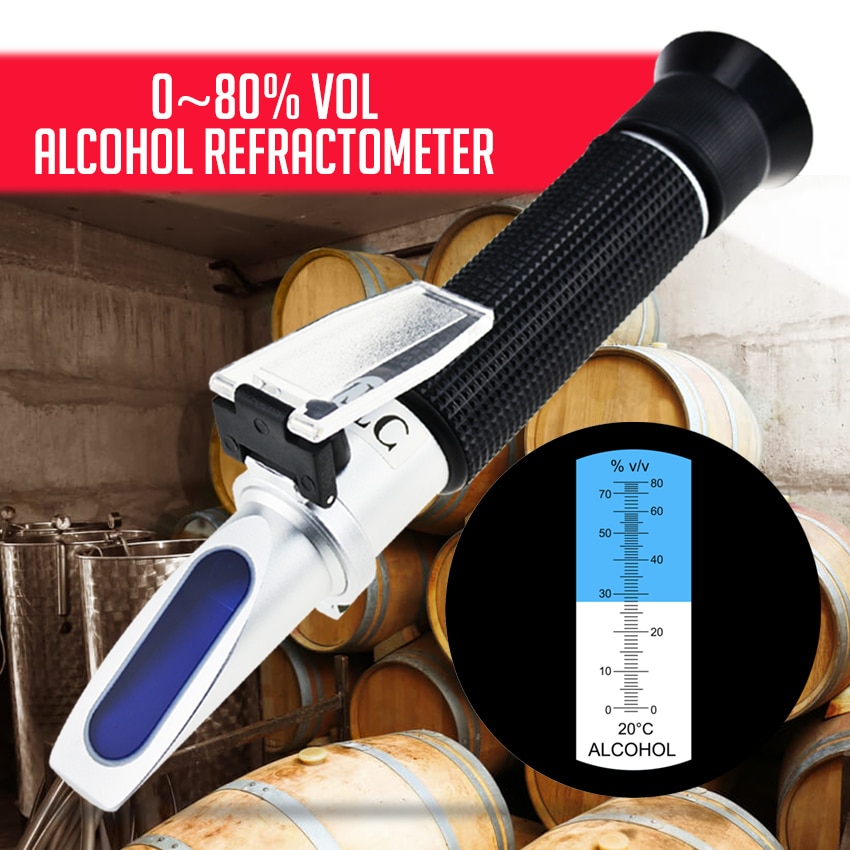 Alkohol refraktometer med atc 0 ~ 80%  volumen volumen, optisk håndholdt koncentrationstester meter til destillerede drikkevarer vinfremstilling