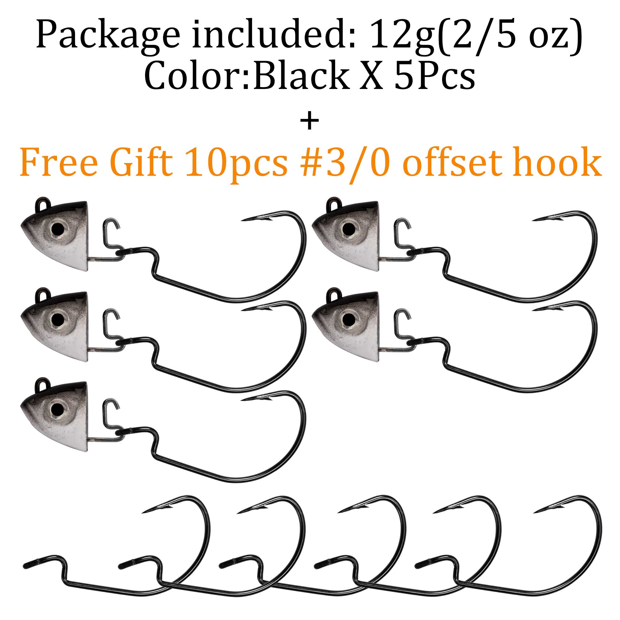 THKFISH – hameçons de pêche à tête plombée, 2 pièces, 10g 12g 25g, têtes de gabarits oculaires, appât dur # Crochet barbelé en acier à haute teneur en carbone 3/0 pour vers souple: Gris foncé