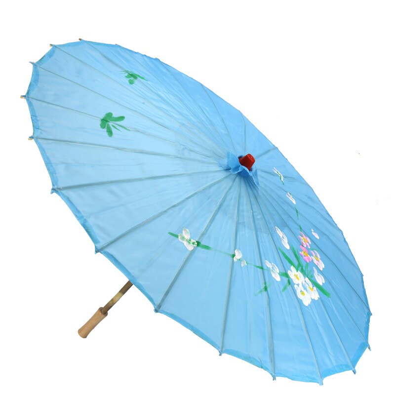 Paraguas de papel con flores impresas chinas, sombrilla tradicional hecha a mano, sombrilla clásica de baile Retro, decoración de: blue