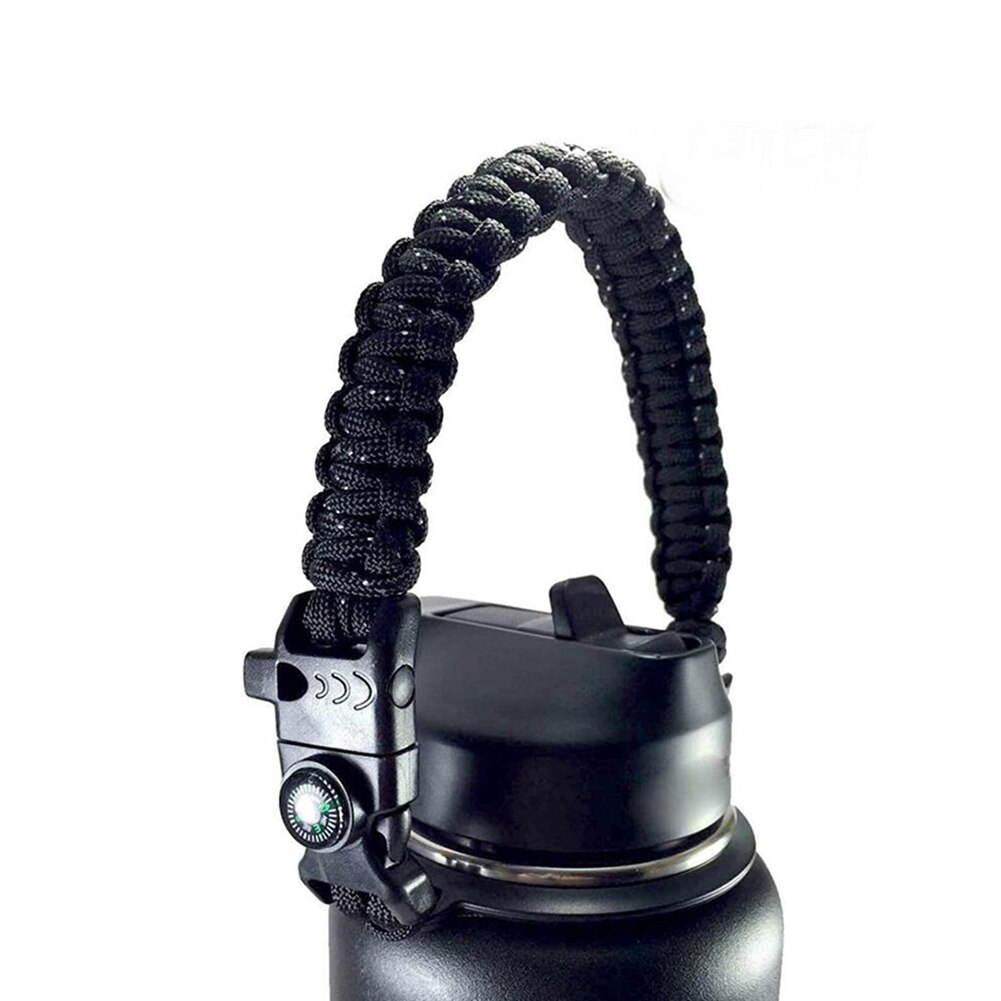 Paracorde tressé à poignée Simple, sangle de transport de bouteille d&#39;eau, accessoires porte-gobelet s&#39;adapte à large bouche avec anneau pour bouteille Hydro