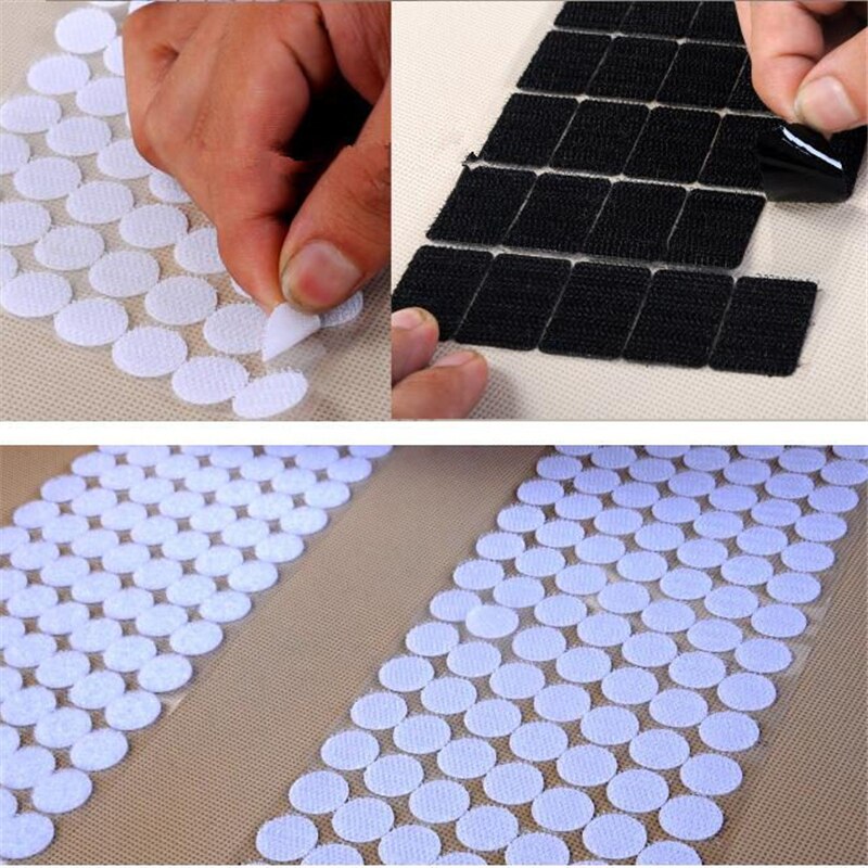 1000 par krog og løkke tape nylon rund prik klistermærker stof klæbebånd stærk lim på tape fastgørelse