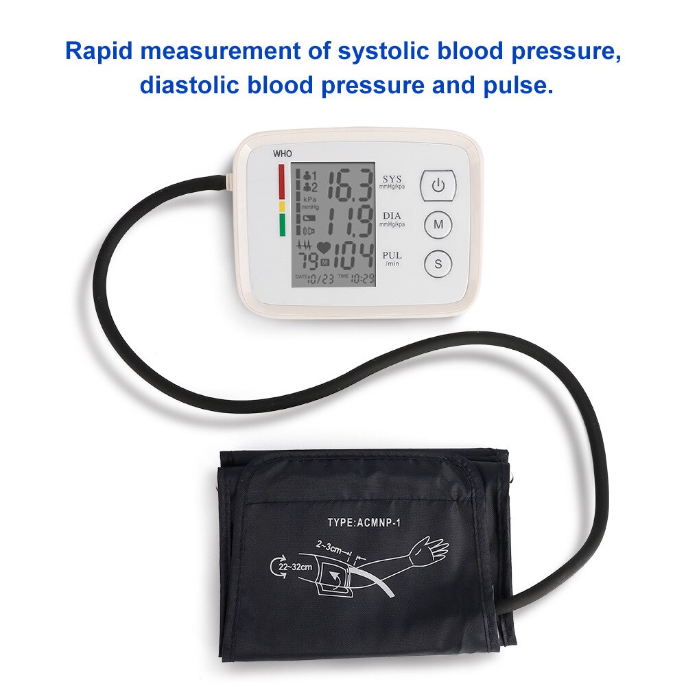 Blodtryksmåler bærbart armbånd type stemme digital puls pulsmåler automatisk hjemmeblodtryksmåler