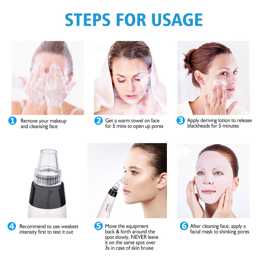 Blackhead Remover Acne Pimple Removal Face Deep Cleansing Facial Pore Vacuum Cleaner 5 Levels Suction Force Black Head Remover