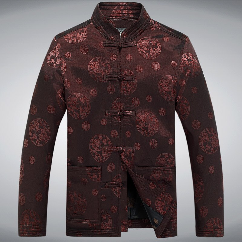 Traditionele Chinese Kung Fu Pak Mannelijke Kleding Jas Voor Mannen Cheongsam Tang Pak Oosterse Dragen Vintage Man Mens Chinese Tops: 8025Brown / Men L