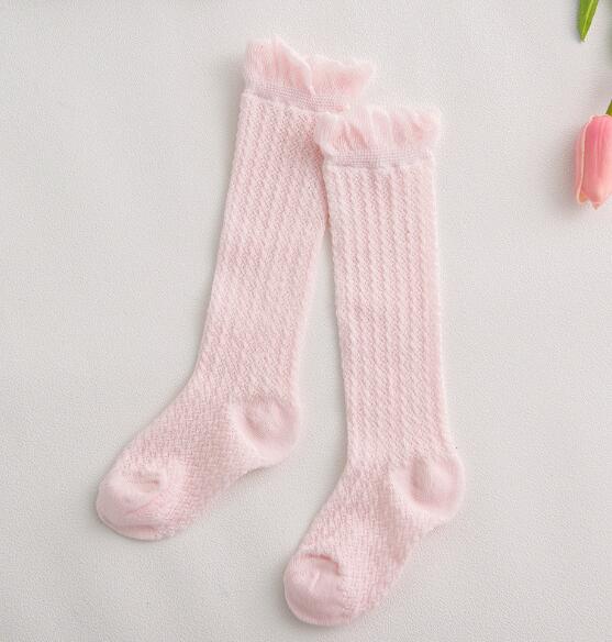 Zomer Dunne Baby Kind Losse Beenwarmers Mosquito Katoenen Baby Mesh Baby Knie Hoge Been Warm Meisjes Jongens Kousen: pink 1to2year knee