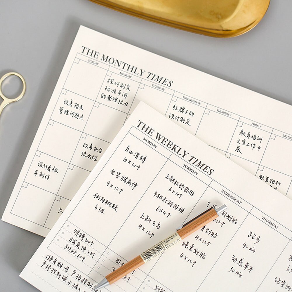 60 Pages Simple Business Day Plan Notepad Weekly Monthly Planner Simple Memo Notebook Portable Medium Memo