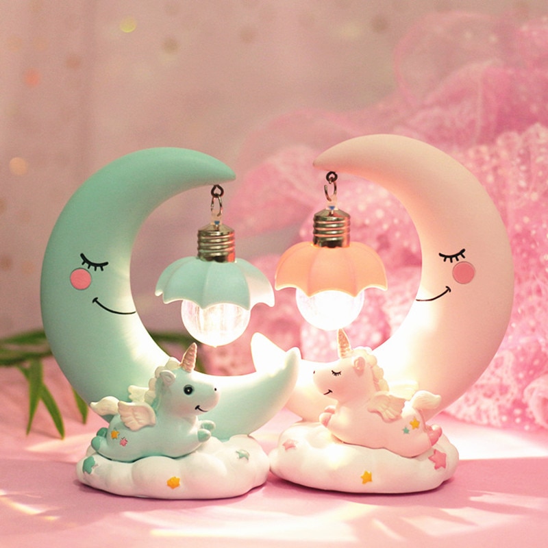 Children's Luminous Toy Decoration LED Cartoon Night light Unicorn moon light children baby room display lamps girls cute