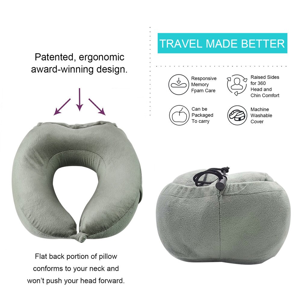 OUTAD, almohada portátil plegable en forma de U, cojín para el cuello, soporte para el cuello en un tren, avión, coche, autobús, Camping, dormir