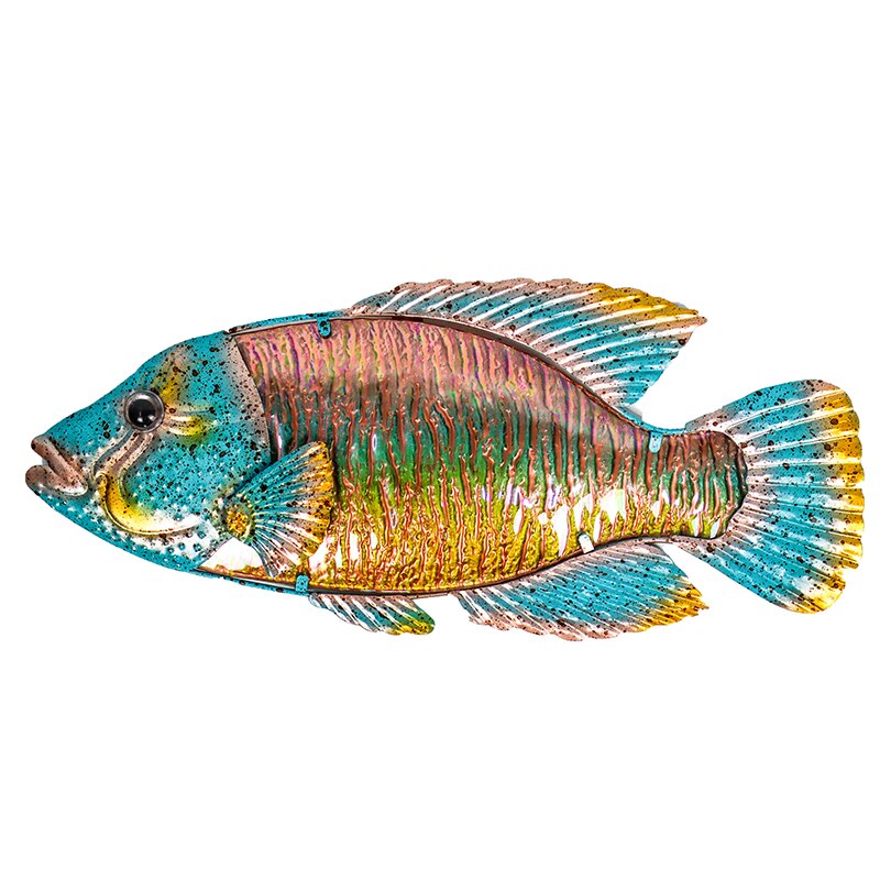 Metal fisk væg kunstværker til hjemmet have dekoration udendørs dyr og miniaturer haven statuer skulpturer til gård dekoration: Default Title