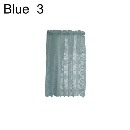 Paravent en dentelle à motif délicat de fleurs, 3 tailles, blanc et bleu, pour fenêtre de balcon, rideau court en gaze, cantonnière de cuisine, décoration de maison: Blue 3