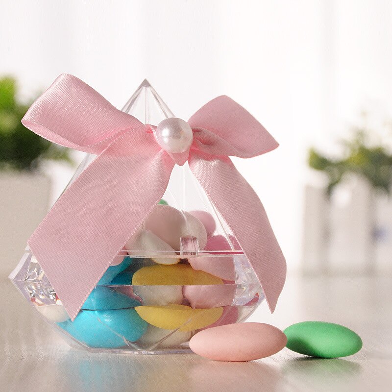 Diamond Shape Candy Box Transparent Plastic Chocolate Petals Container Box Wedding Birthday Party Durable Box