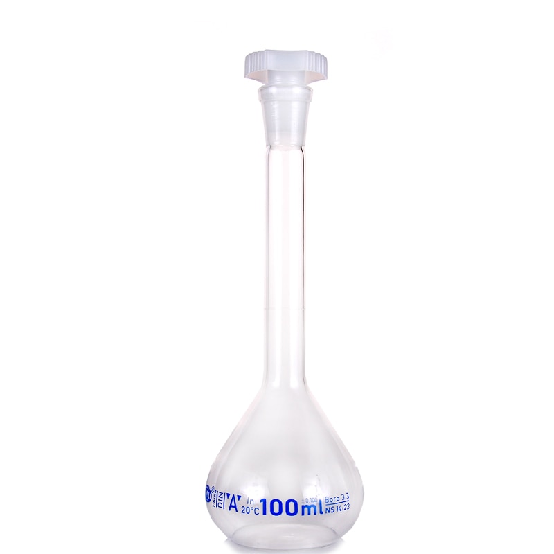 500ml Transparent Lab Borosilicate Glass Volumetric Flask with plastic Stopper Office Lab Chemistry Clear Glassware Supply