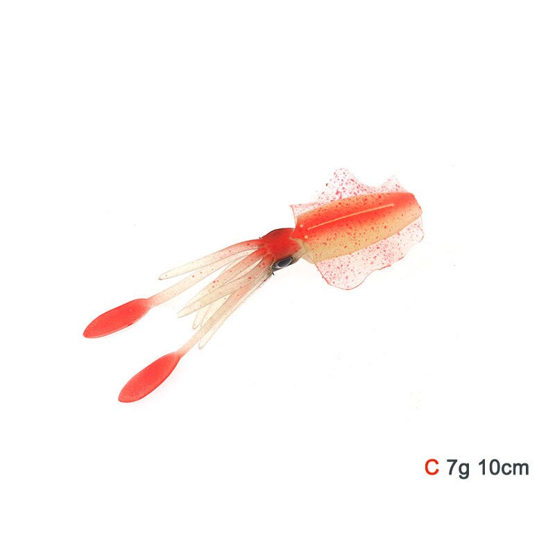 1pc Fishing Soft Squid Lure 7g 10cm Luminous/UV Squid Jig Fishing Lures For Sea Fishing Wobbler Bait: C