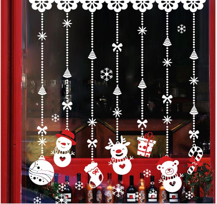 Tegneserie væg dekoration klistermærke jul væg klistermærker til vindue udstillingsvindue hjem indretning klæbende pvc diy klistermærker: 1