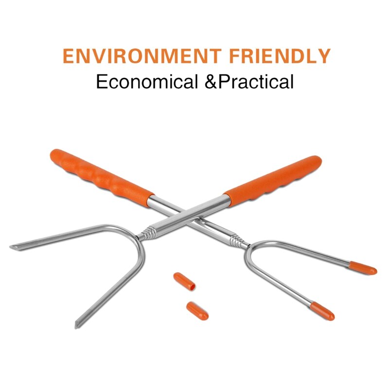 10 Pack Marshmallow Roasting Sticks,Stainless Telescoping Dog Skewers Kids Safe Barbecue Forks for Campfire, Bonfire and Gri