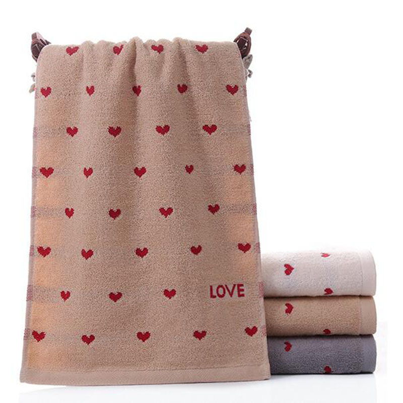 Cotton Red Heart Pattern Face Towel Bath Towels Soft Absorbent Material Cloth for Couple Adult Clean Product Home Textile: 3 / 4pcs