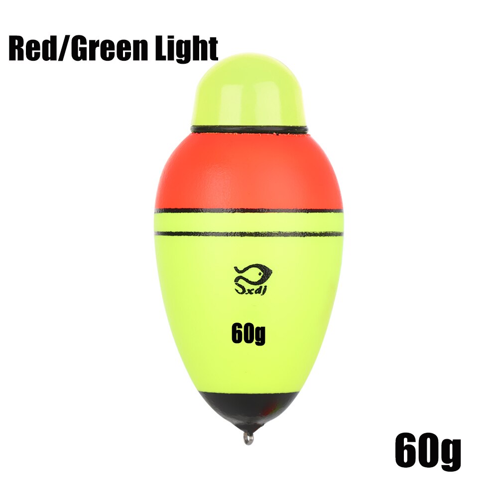 Galleggiante da pesca elettronico 1PC con 1 cella a bottone notte schiuma Eva bastone leggero in plastica attrezzatura da pesca portatile 20g/30g/40g/50g/60g: Red-Green Light-60g