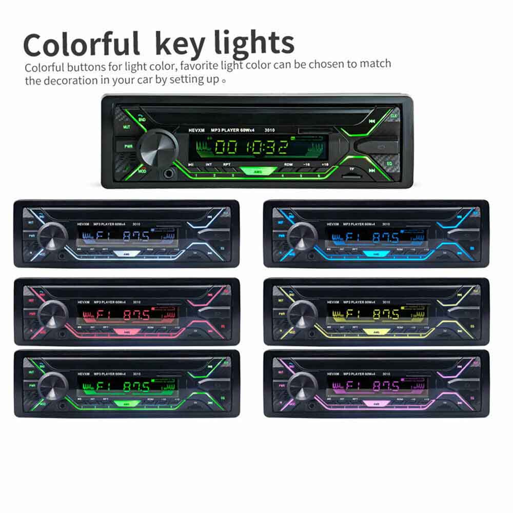 Auto MP3 Speler Multifunctionele Bluetooth Voertuig MP3 Speler Aux Stereo Fm Radio Usb 7 Kleur Keylight Auto Elektronische Accessoires