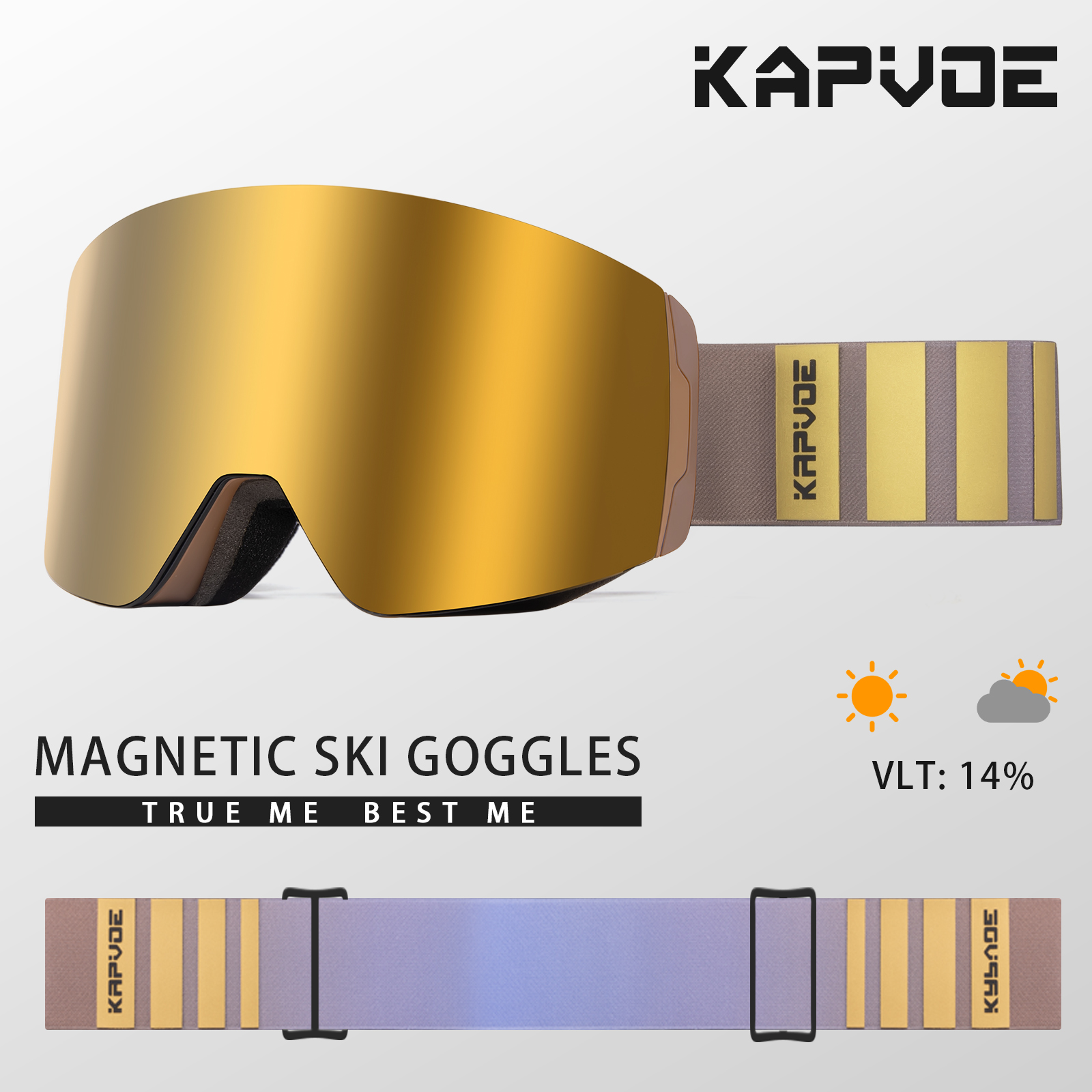Kapvoe meekleurende skibril met magnetische anticondensglazen, beschermingsfactor  uv400, skibril voor dames en heren, wintersportbril.: Pruim