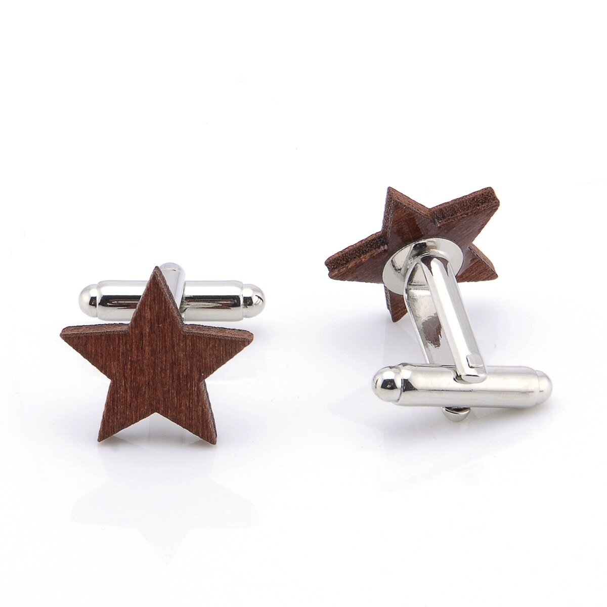 Round Leaf Star Wooden French Cufflinks Mens Jewelry Men's Shirt Business Decoration Cuff Links Buttons Wedding Men Accessories