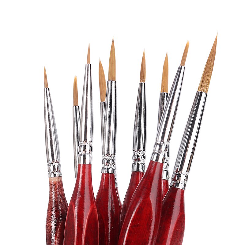 9pcs 000~6 Miniature Paint Brush Set Sable Hair Fine Detail Art Nail Drawing Brush Oil Painting Gouache Painting Tool Set