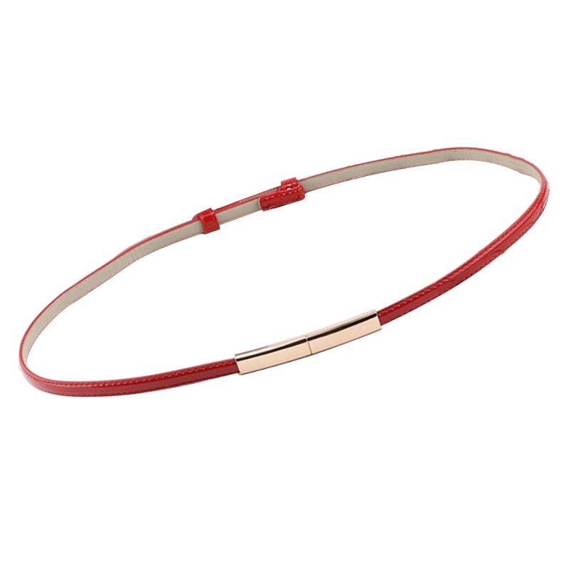 Cinturón elástico ajustable para mujer, cinturón delgado de cuero con hebilla dorada, negro, blanco y azul, pasek damski: red