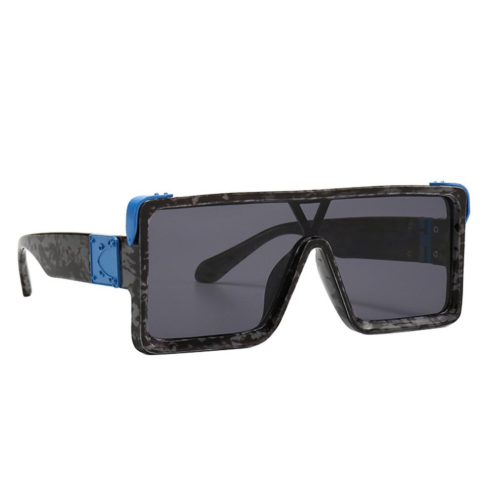 estilo Vintage negro blanco cuadrado gafas de sol de gran tamaño hombres una pieza Hip Hop gafas de sol: 1