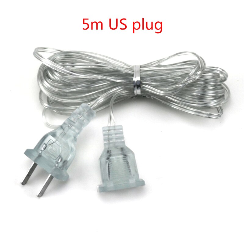 Cable extensor de 3/5M, enchufe UE/EE. UU. para Navidad, iluminación para de boda, cadena de luces LED para vacaciones, cable de extensión de luz para cortina: Blanco