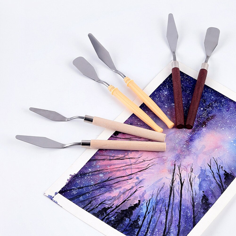 7Pcs/Set Stainless Steel Oil Painting Knives Artist Crafts Spatula Palette Knife Oil Painting Mixing Knife Scraper Art Tools