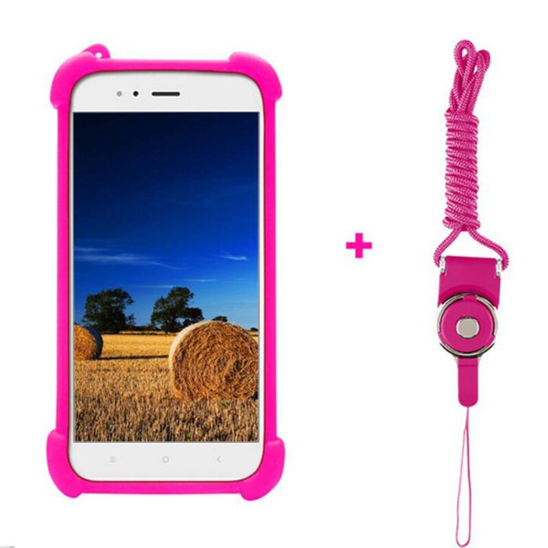 Voor Unimax UMX U683CL 5 inch Case Cover Siliconen Universele Case Voor Unimax UMX U683CL Telefoon Case Zachte Elastische Cover: Rose with lanyard