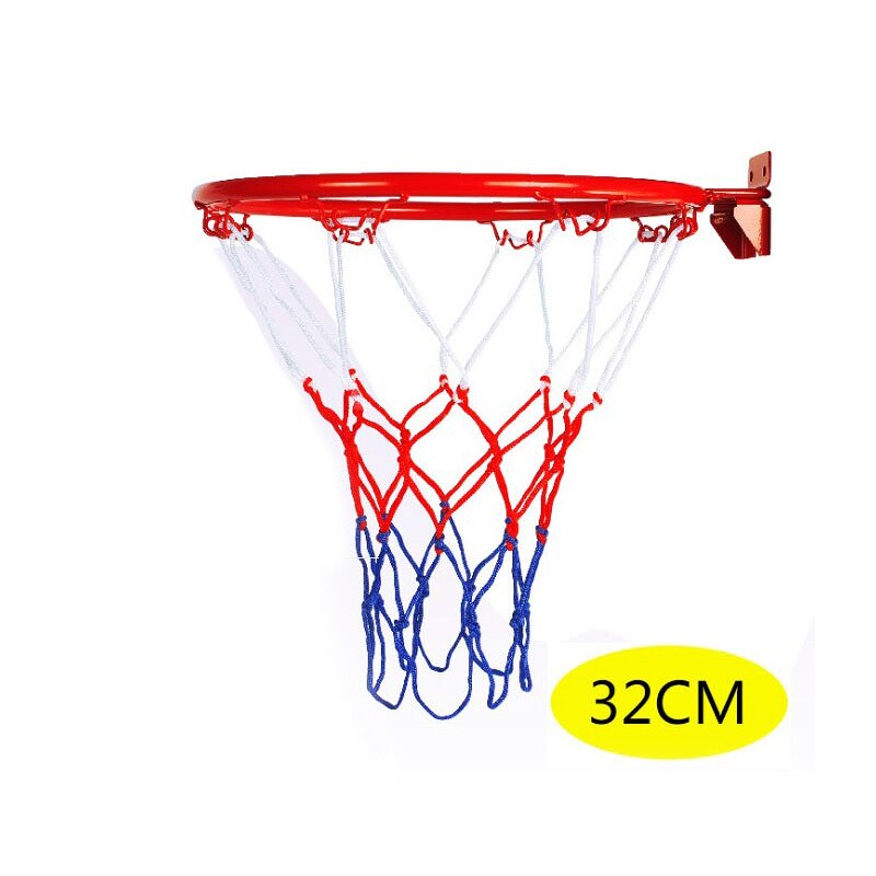 32cm veggmontert basketballbøyle netting metall felg hengende kurv basket-ball vegg m/ skruer innendørs utendørs sport