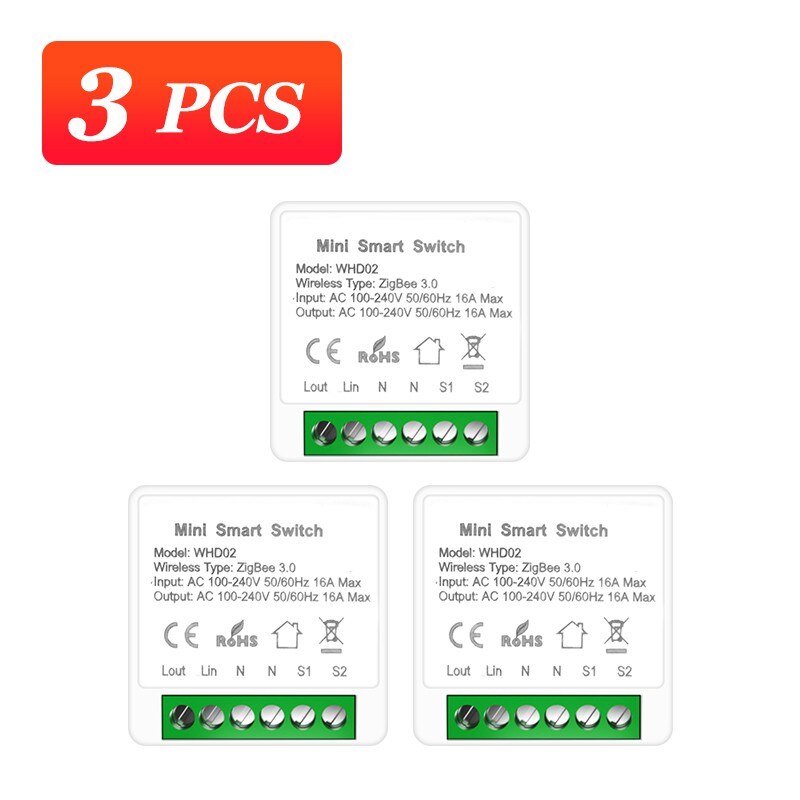 Zigbee Smart DIY Switch Module Tuya 16A Voice Control Via Alexa Google Home Yandex Smart Life App Timer 2-Way Switches: 3 pieces
