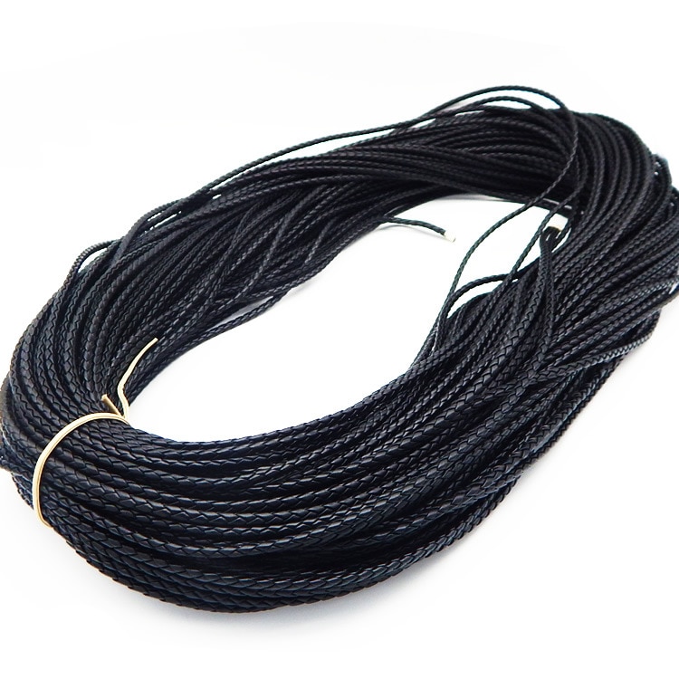 5 meter Zwart Gevlochten PU Lederen Armband Bevindingen 3/4/5/6mm Ronde Lederen Sieraden Koord String Rope DIY Ketting Armband Maken
