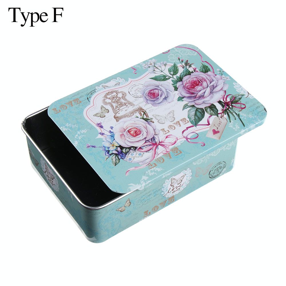 Metal Rectangular Empty Mini Iron Box Portable Containers Small Storage Push-Pull Organizer Candy Pill Cases Cosmetic Tin Boxes: type F