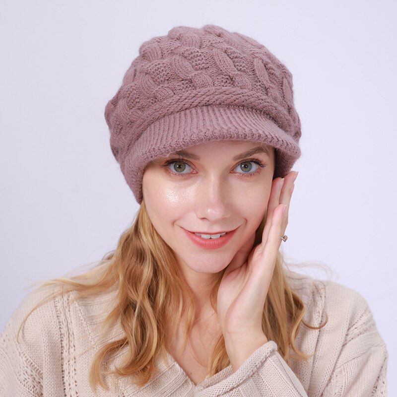 GOPLUS-gorro de lana con visera para mujer, gorro de lana de punto, para mantener el calor, Czapka, Zimowa, Viseiras, C11294