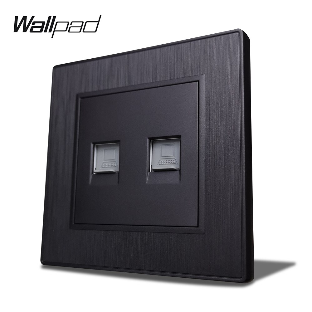 Wallpad  s6 katt 6 dobbelt Dobbel  rj45 internett ethernet pc data veggkontakt børstet pc plast