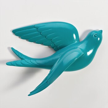 Muurstickers Swallow Home Decor Woonkamer Slaapkamer 3d Muurstickers Decoraties Ornamenten Hars Vogel Beeldje Standbeeld Op Muur: Blue Large 2