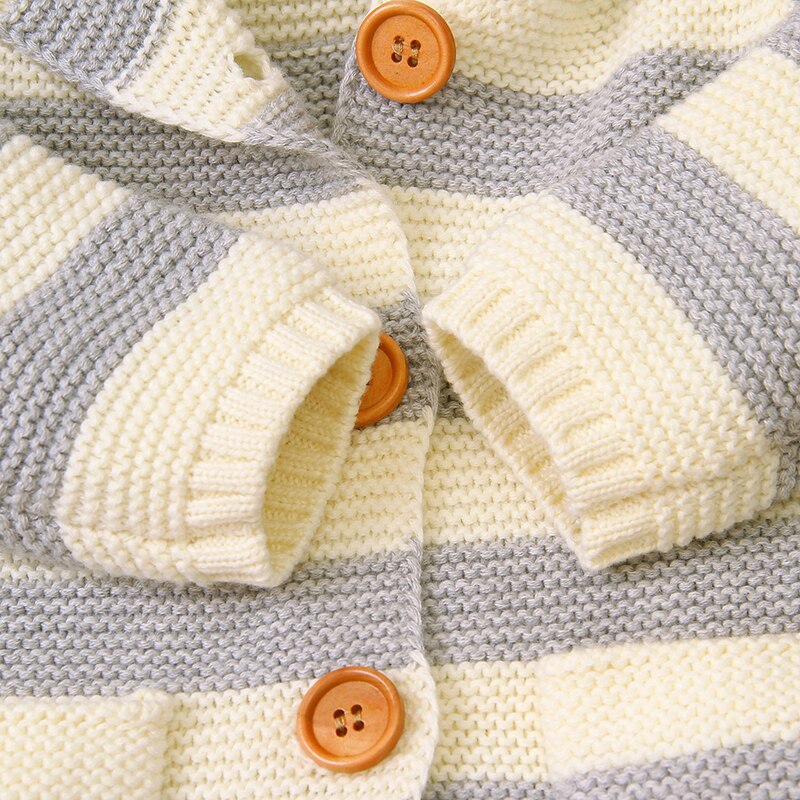 PatPat Spring and Autumn Baby Cute Knitted Striped Button Sweater with Pocket Sweaters & Hoodies Sweaters