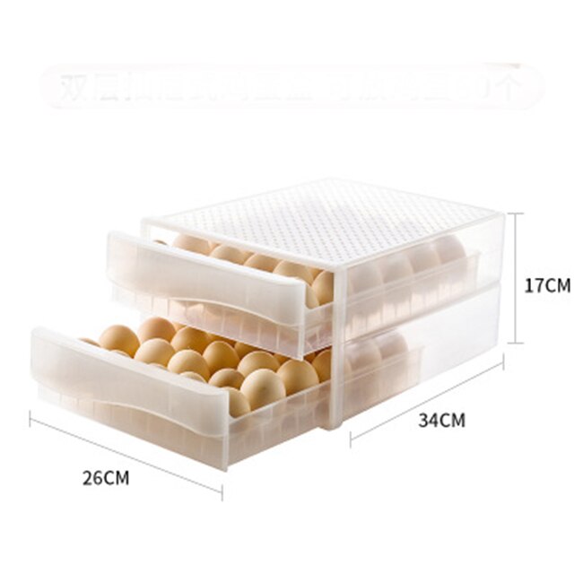 Stackable kitchen refrigerator egg box double drawer egg box egg rack transparent anti-collision plastic egg box: 6