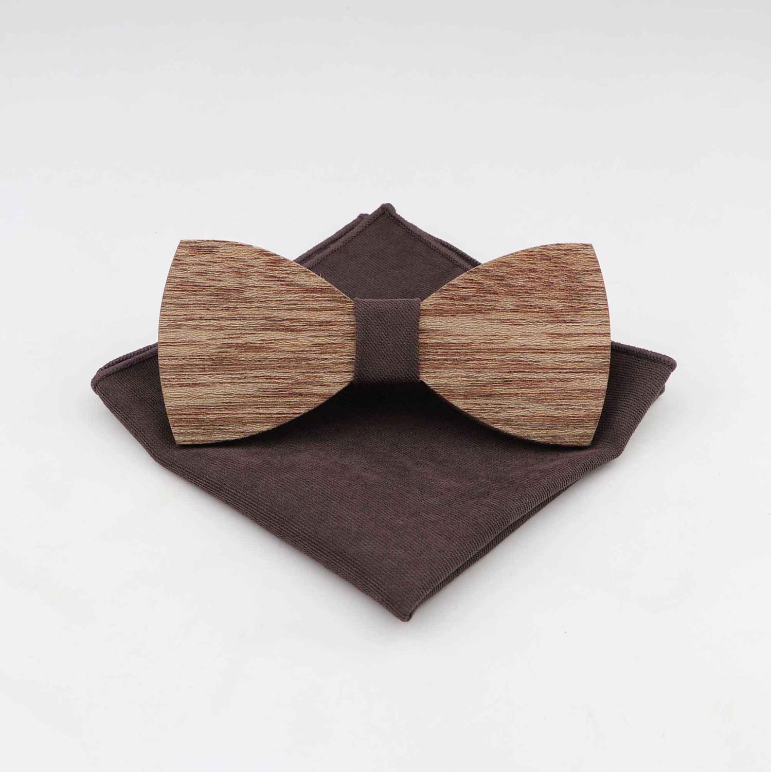 Handgemachte 100% Holz Bogen Krawatten Tasche Platz Set Für Männer Hochzeit Feste Farbe Ganze Holz Butter: 16