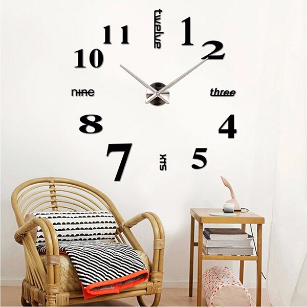 3D DIY Clock Mirror Wall Stickers Hour hand Minute hand Digital Personality Art For Kids Room Living Room TV Backdrop: B