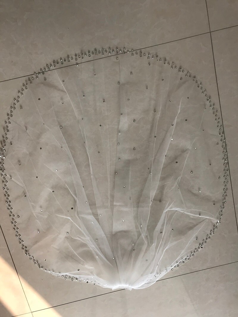 Glitter Bling Bling Sparkling 1 Layer Crystals Wedding Veils With Comb White Ivory Bridal Accessories