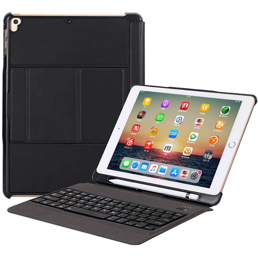 Backlit Detachable Keyboard for iPad 9.7 inch Air Air2 5th 6th 5 6 Case PU Leather Protective Cover for iPad Pro 9.7": Black