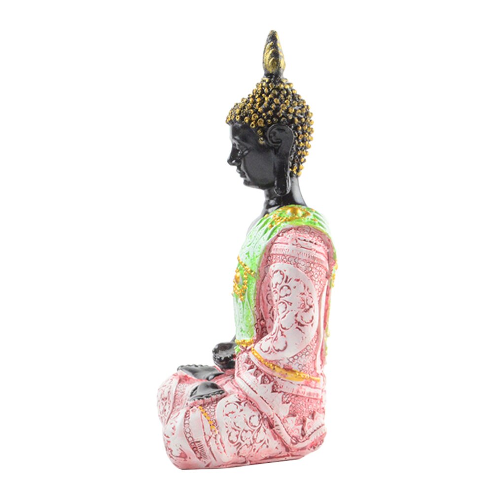 Zitten Boeddha Figuur Creatieve Hars Boeddhisme Beelden Boeddha Collectible Beeldje Plank Display Home Decoratie (Rood)