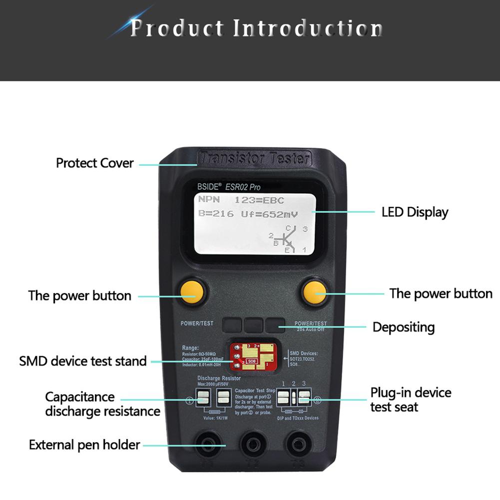 Bside ESR02 Pro Multifunctionele Transistor Tester... – Grandado