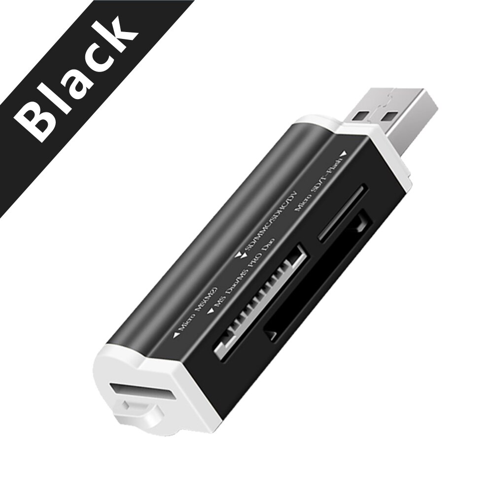 Adaptateur usb 4 in pour lecteur 1 2.0 mémoire micro sd tf  m2 mmc ms pro duo: Noir