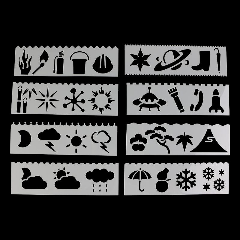 8 Stks/set Kids Plastic Tekening Sjabloon Heersers Stencils Diy Schilderen Diy Maken School Supply Gereedschap Craft: Paars