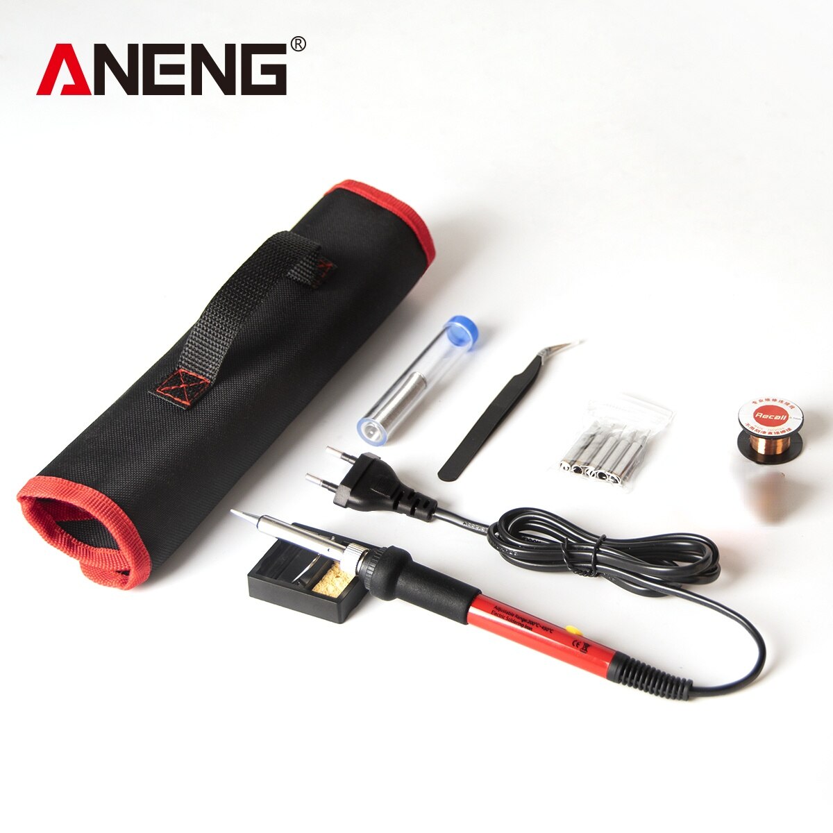 ANENG SL102 60W Digital Electric Soldering Iron kit Adjustable Temperature welding Tools Stand fer a souder solder tip solda: SL101 PRO EU plug