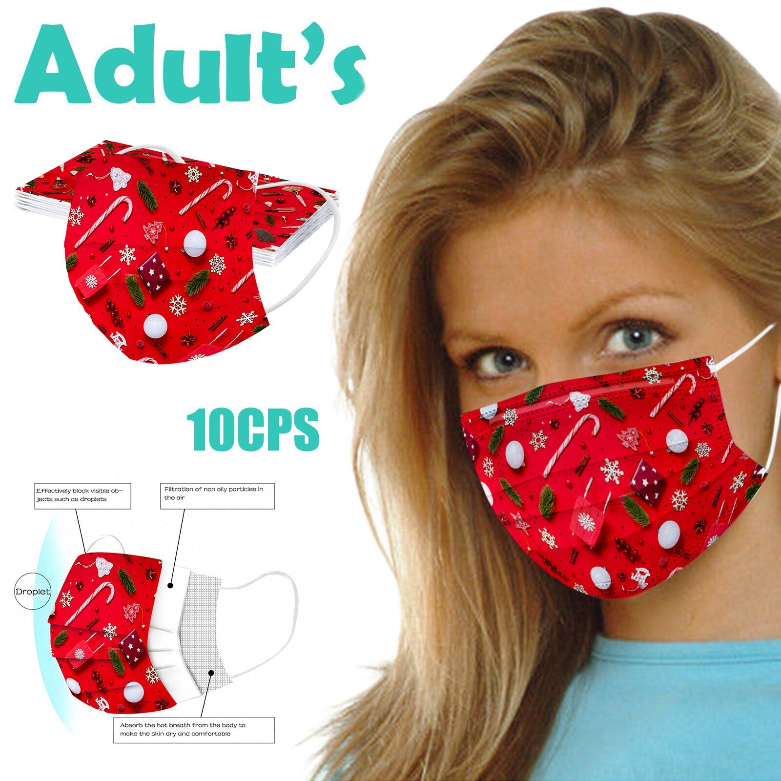 Fast Adult Year's Day Print Disposable Mask Mascarilla Navidad Adult Disposable Masks Mondkapjes Wasbaar Маска: B