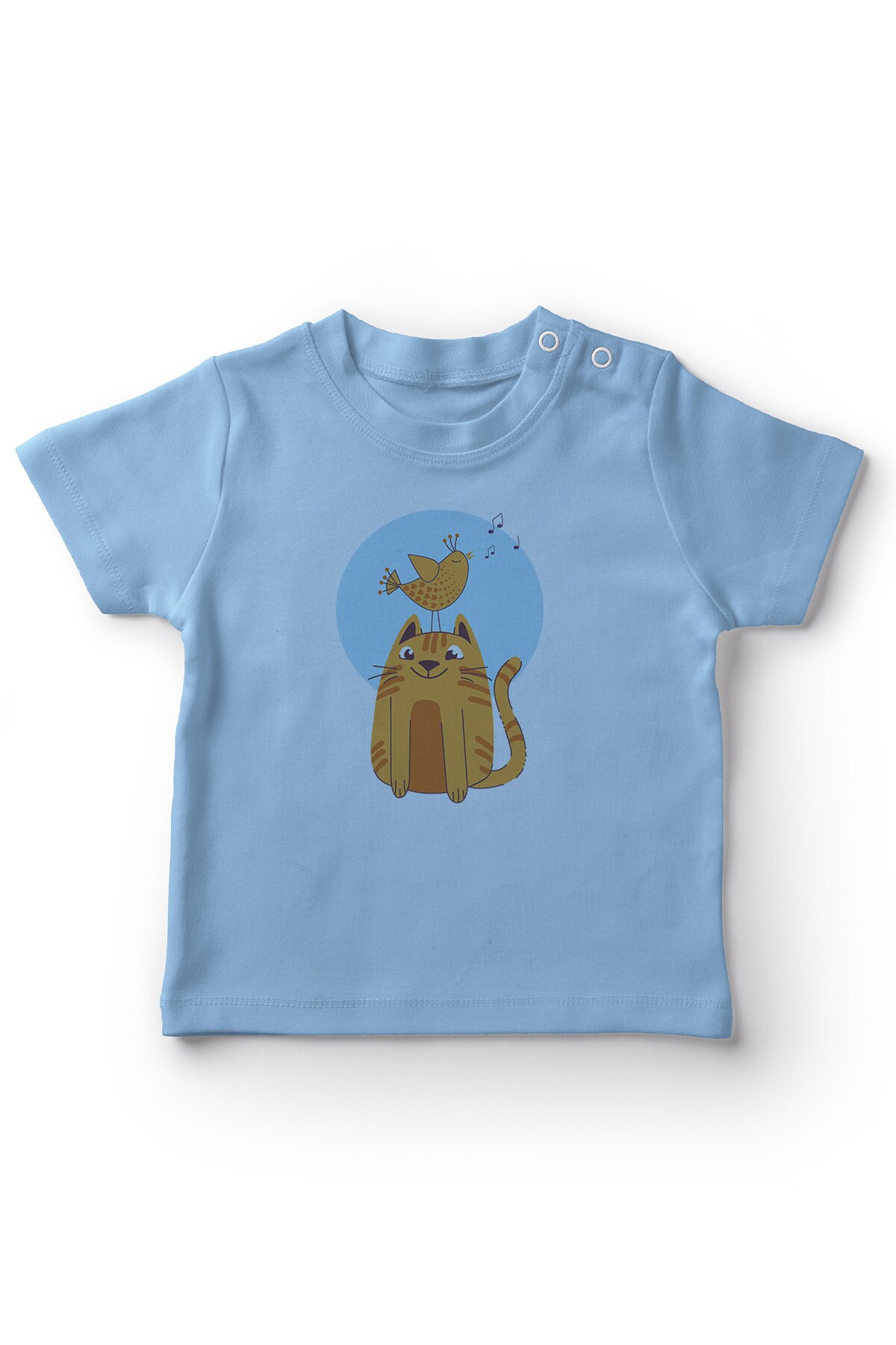 Angemiel bébé couinement oiseau et chat mignon bébé garçon T-Shirt bleu